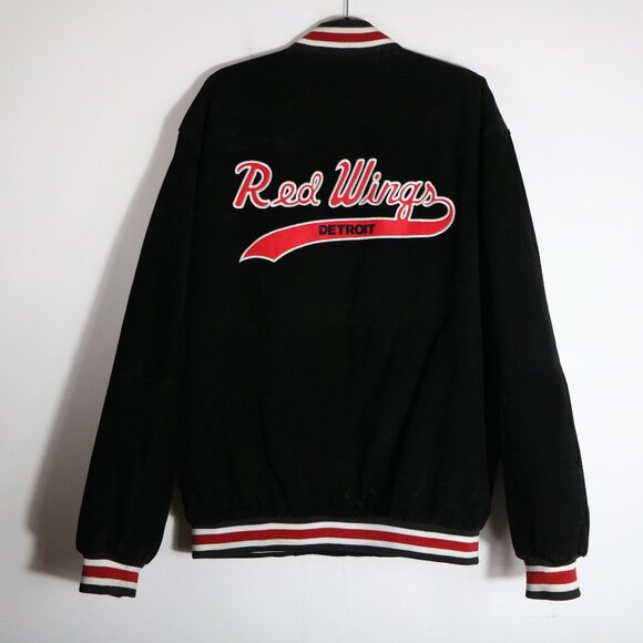 Vintage Spotlight Detroit Red Wings Hockey Suede Bomber Jacket Mens NHL Logo - Picture 7 of 8